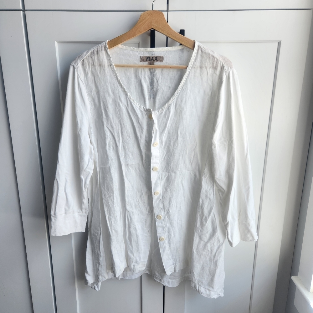Flax White Button Front Top Small